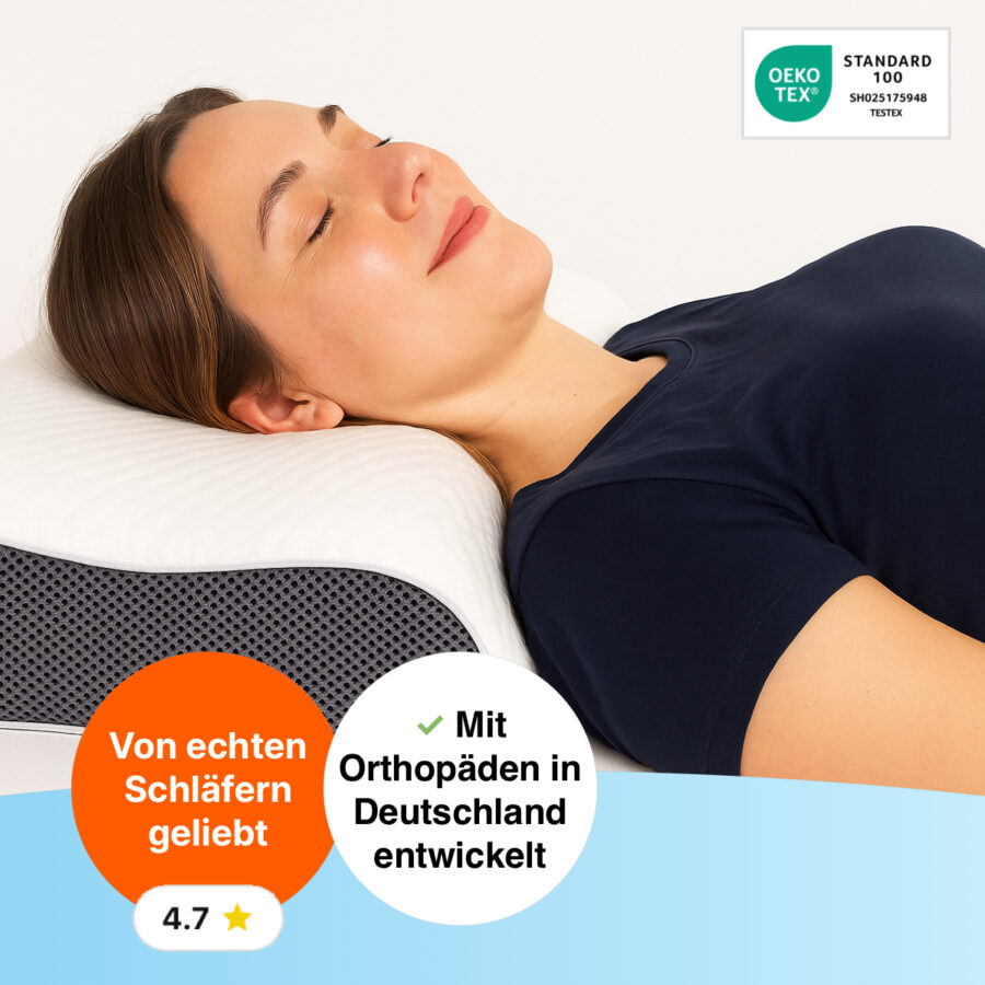 KissenDeluxe® – Orthopädisches Kopfkissen gegen Nackenschmerzen & Schnarchen