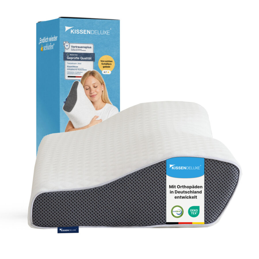 KissenDeluxe® – Orthopädisches Kopfkissen gegen Nackenschmerzen & Schnarchen