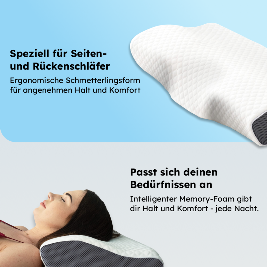KissenDeluxe® – Orthopädisches Kopfkissen gegen Nackenschmerzen & Schnarchen
