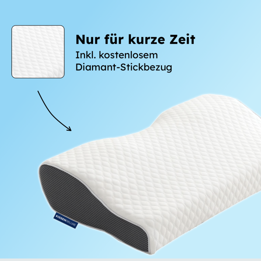 KissenDeluxe® – Orthopädisches Kopfkissen gegen Nackenschmerzen & Schnarchen