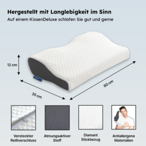 KissenDeluxe® – Orthopädisches Kopfkissen gegen Nackenschmerzen & Schnarchen